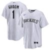 Colorado Rockies Nike #1 Groom Home  Jersey - White